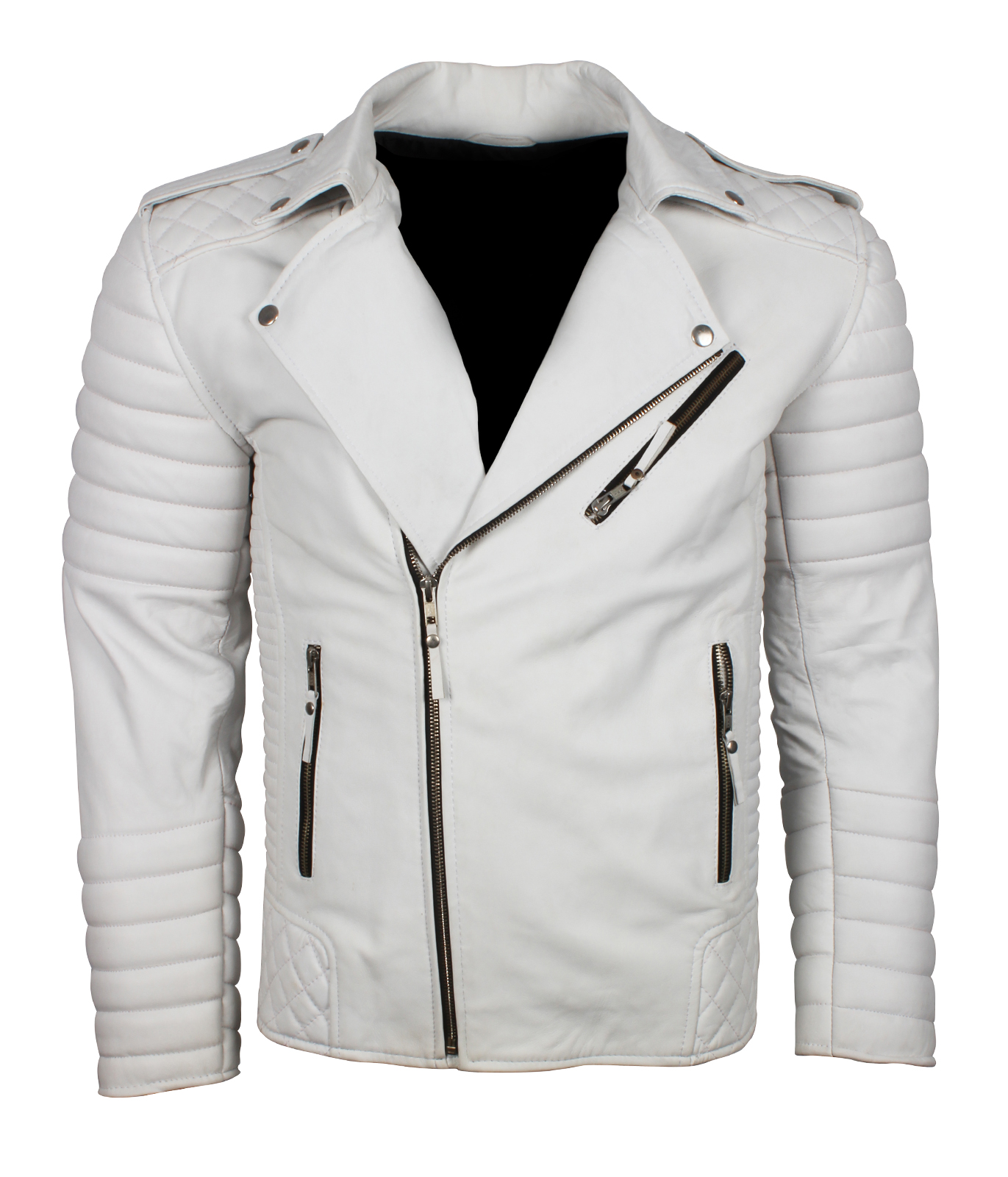 Mens White Leather Jacket Boda Biker For Motorcycle Riders