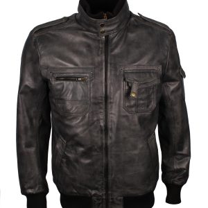 Mens Motorcycle Leather Jacket in Black