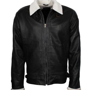 Mens Motorcycle Leather Jacket in Black