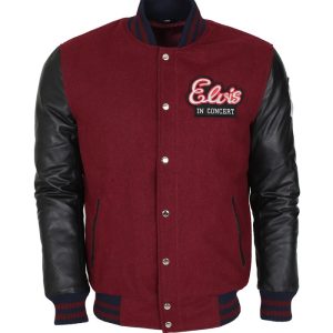 Elvis In Concert Maroon Biker Motorcycle Jacket