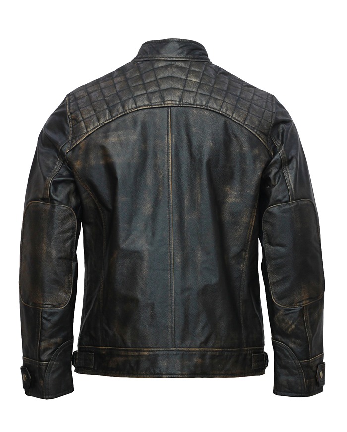 Mens-Distressed-leather-Motorcycle-jacket-black-quilted-cafe-racer