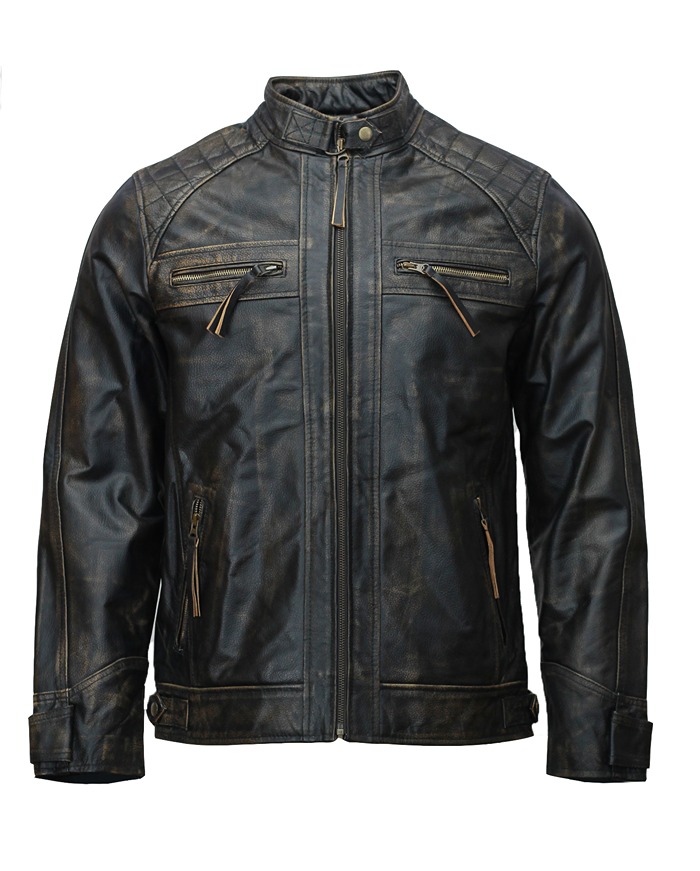 Mens-Distressed-leather-biker-jacket