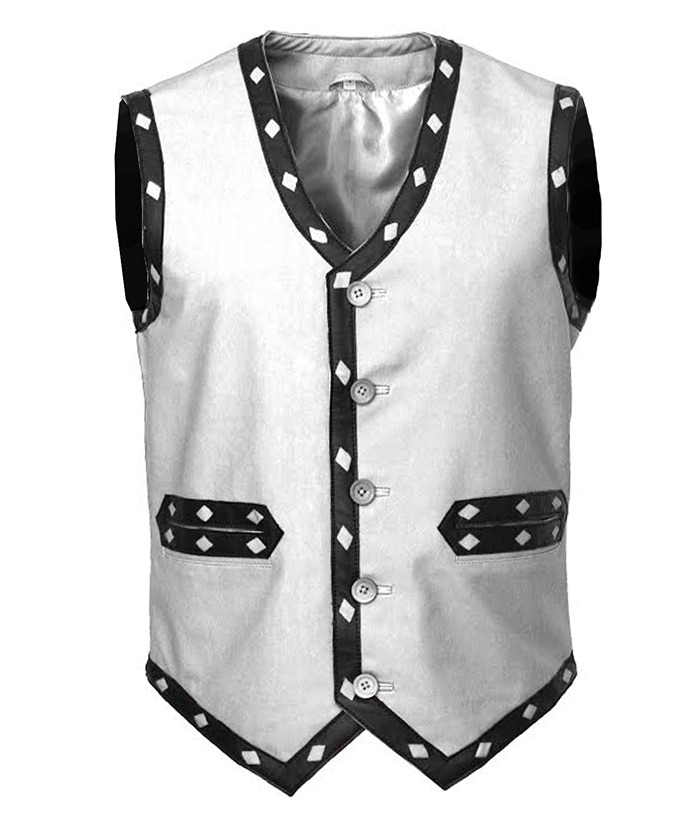 Mens White Warrior Skull Vest Halloween Cosplay Costume Jacket US