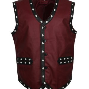 Original Warriors Movie Vest Genuine Leather Maroon Cosplay Costume