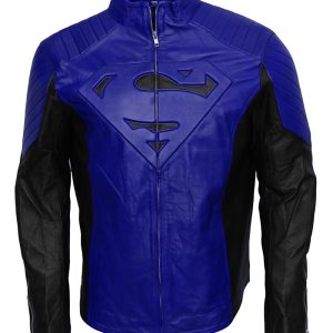 Superman Man of Steel Blue Motorcycle Leather Jacket