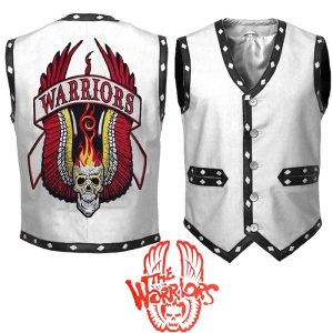 Warriors White Leather Cosplay Costume Vest Jacket For Men